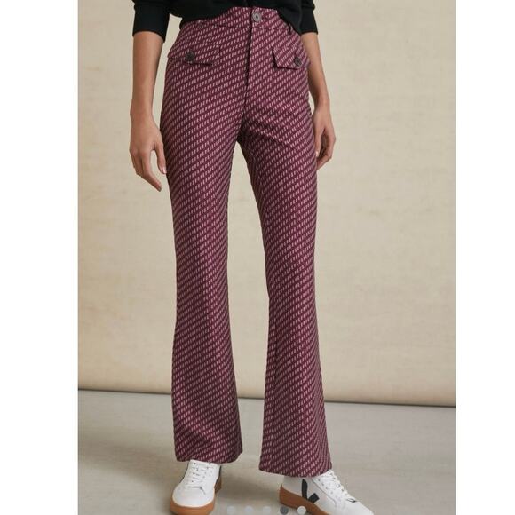 Anthropologie High Waisted Slim Flare Leg Pants Mahogany Women's Size 2 - Picture 1 of 7